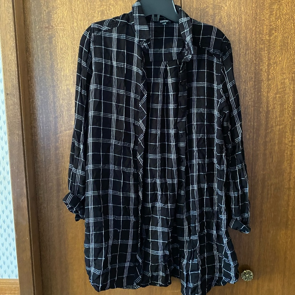 George Size L Flannel Long Shirt Dress